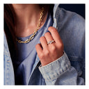 Ellisse Tre Ring - 18 kt. forgyldt med hvide zirkoner