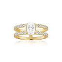 Ellisse Carezza Piccolo Ring - 18 kt. forgyldt med hvide zirkoner