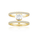 Ellisse Carezza Grande Ring - 18 kt. forgyldt med hvide zirkoner