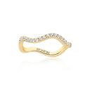 Ellera Waves Ring - 18 kt forgyldt, med hvide zirkoner