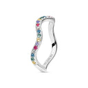 Ring Ellera Waves - rhodineret 925 sterling sølv, med multifarvede zirkoner