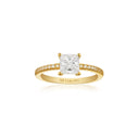 Ring Ellera Quadrato - 18 kt. forgyldt med hvide zirconia