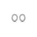 Sølv ørestikker sort rhodineret oval med zirconia i kanten