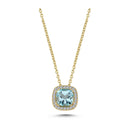 14kt. GRACE vedhæng med cushion-cut lyseblå topas 6mm + 0,12ct. w-si
