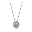 14kt. GRACE vedhæng med cushion-cut lyseblå topas 6mm + 0,12ct. w-si
