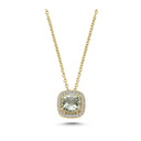 14kt. GRACE vedhæng med cushion-cut Grøn ametyst 6mm + 0,12ct. w-si