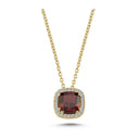 14kt. GRACE vedhæng  med cushion-cut Granat 6mm + 0,12ct. W-si
