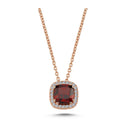 14kt. GRACE vedhæng med cushion-cut Granat 6mm + 0,12ct. W-si