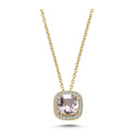 14kt. GRACE vedhæng med cushion-cut pink ametyst 6mm + 0,12ct. W-si