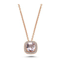 14kt. GRACE vedhæng med cushion-cut pink ametyst 6mm + 0,12ct. W-si