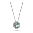 14kt. GRACE vedhæng med rund lyseblå topas 6mm + 0,10ct. W-si