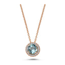 14kt. GRACE vedhæng med rund lyseblå topas 6mm + 0,10ct. W-si