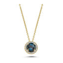 14kt. GRACE vedhæng med rund londonblå topas 6mm + 0,10ct. W-si