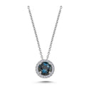 14kt. GRACE vedhæng med rund londonblå topas 6mm + 0,10ct. W-si