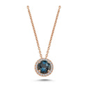 14kt. GRACE vedhæng med rund londonblå topas 6mm + 0,10ct. W-si