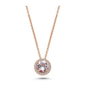 14kt GRACE vedhæng med rund Pink ametyst 6mm + 0,10ct. W-si