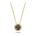 14kt. GRACE vedhæng med rund Røg Topas 6 mm + 0,10ct. W-si