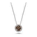 14kt. GRACE vedhæng med rund Røg Topas 6 mm + 0,10ct. W-si