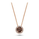 14kt. GRACE vedhæng med rund Røg Topas 6 mm + 0,10ct. W-si