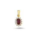 14kt. Roset vedhæng med rubin + 0,12ct. W-si