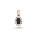 14kt. Roset vedhæng med safir + 0,12ct. W-si