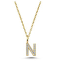 14kt. bogstav vedhæng N med pavè 17 x 0,005ct. W-si 6,5mm