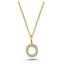 14kt. bogstav vedhæng O med pavè 14 x 0,005ct. W-si 6,5mm