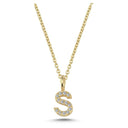 14kt. bogstav vedhæng S med pavè 13 X 0,005ct. W-si 6,5mm