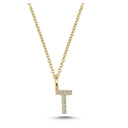 14kt. Bogstav vedhæng T med pavè 9 x 0,005ct. W-si 6,5mm