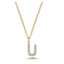 14kt. bogstav vedhæng U med pavè 13 x 0,005ct. W-si 6,5mm