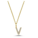 14kt. bogstav vedhæng V med pavè 11 x 0,005ct. W-si 6,5mm