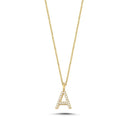 14kt. Bogstav vedhæng A med Pavé 20x0,005ct. W-si 9,5mm