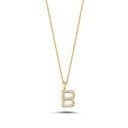 14kt. Bogstav vedhæng B med Pavé 26x0,005ct. W-si 9,5mm