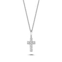 14kt. Kors Vedhæng med pavé 7 x 0,005ct. W-si 6,5mm