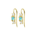 14kt. New Copenhagen ørebøjler 2x0,08 ct.W/vs+blå topaz