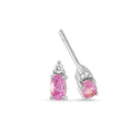 14kt PETIT øreringe med oval pink safir og 2 x 0,025ct. W-si