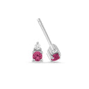 14kt PETIT øreringe med rubin og 2 x 0,025ct. W-si