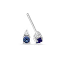 14kt PETIT øreringe med safir og 2 x 0,025ct. W-si