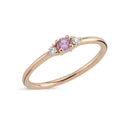 14kt. PETIT ring med pink safir og 2x0,025ct. W-si