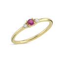 14kt. PETIT ring med rubin og 2x0,025ct. W-si