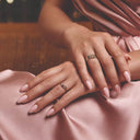 14kt. PETIT ring med blå topas og 2x0,025ct. W-si