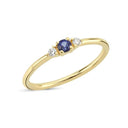14kt. PETIT ring med safir og 2x0,025ct. W-si