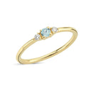 14kt. PETIT ring med blå topas og 2x0,025ct. W-si