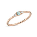 14kt. PETIT ring med blå topas og 2x0,025ct. W-si