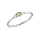 14kt. PETIT ring med grøn safir og 2x0,025ct. W-si