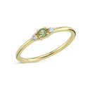 14kt. PETIT ring med grøn safir og 2x0,025ct. W-si