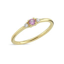 14kt. PETIT ring med pink safir og 2x0,025ct. W-si