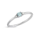 14kt. PETIT ring med blå topas og 2x0,025ct. W-si