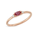 14kt. PETIT ring med oval rubin og 2x0,025ct. W-si