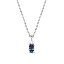 14kt PETIT vedhæng med oval safir og 0,025ct. W-si inkl. 14kt. kæde